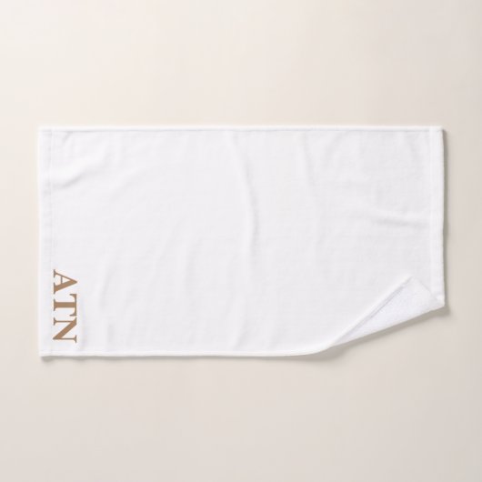 Elegante initialen in Cocoa bruin Witte achtergron Bad Handdoek (Handdoek)