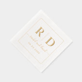 Elegante initialen monochroom trouwgoud folie servetten (Rechts)