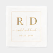 Elegante initialen monochroom trouwgoud folie servetten (Voorkant)