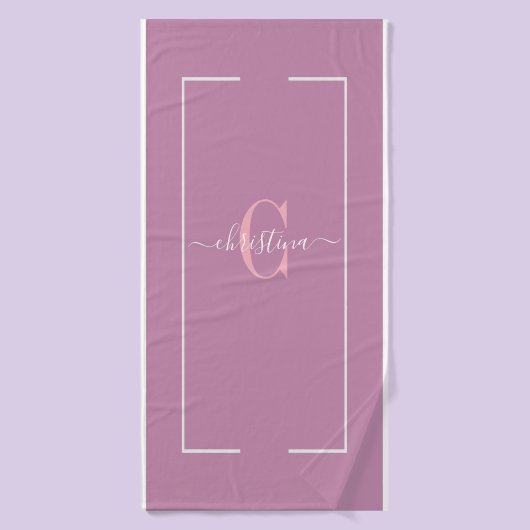 Elegante Initialen Monogram Lavendel Paarse Badhanddoek (Badhanddoek)