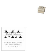 Elegante Initialen & Naam Kalligrafie Retouradres Rubberstempel (Gestempeld)