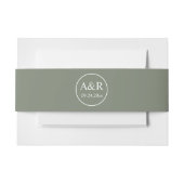 Elegante initialen olijfblad groene bruiloft uitnodigingen wikkel (Voorkant Voorbeeld)