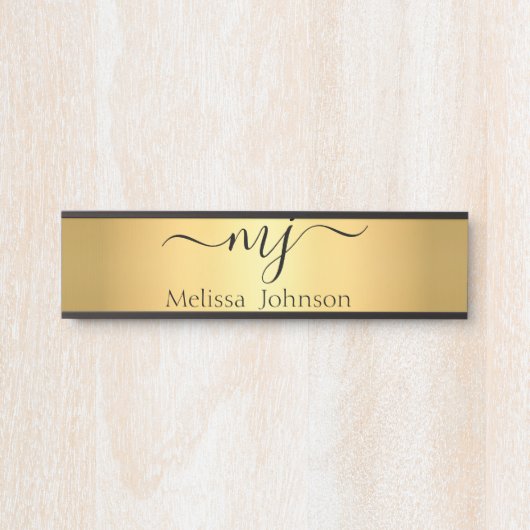 Elegante initialen op goud deurbordje (Voorkant)