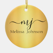 Elegante initialen op goud keramisch ornament (Voorkant)