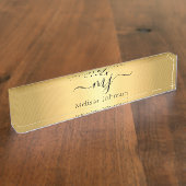 Elegante initialen op goud naambordje (Zijkant)