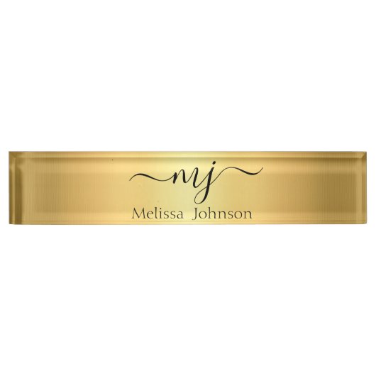 Elegante initialen op goud naambordje (Voorkant)