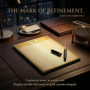 Elegante initialen op goud notitieblok