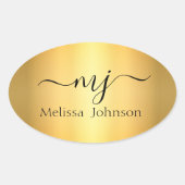 Elegante initialen op goud ovale sticker (Voorkant)