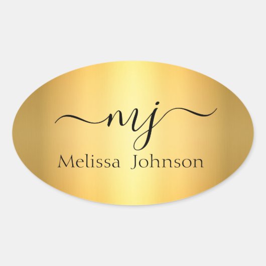 Elegante initialen op goud ovale sticker (Voorkant)