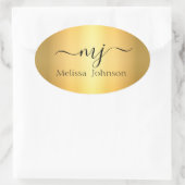 Elegante initialen op goud ovale sticker (Tas)