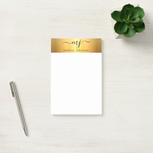 Elegante initialen op goud post-it® notes (Kantoor)