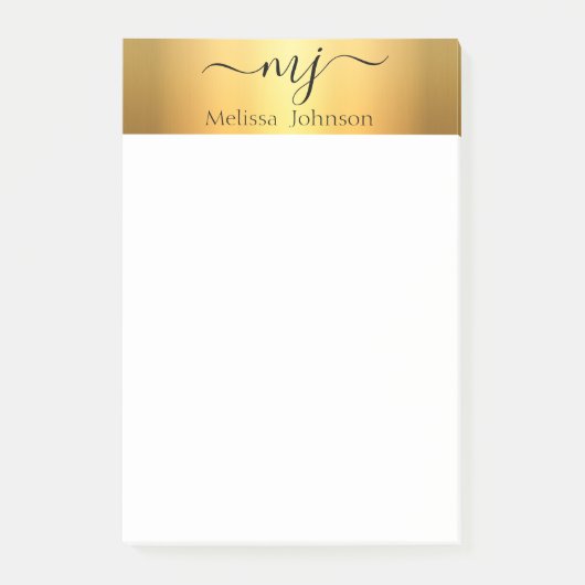 Elegante initialen op goud post-it® notes (Voorkant)