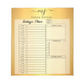 Elegante initialen op gouden dagbladen notitieblok (Voorkant)