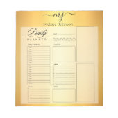 Elegante initialen op gouden dagbladen notitieblok (Voorkant)