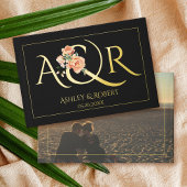 Elegante initialen, perzik rozen bruiloft zwarte f gastenboek