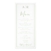 Elegante initialen salie groene bruiloft menukaart reclamekaart (Voorkant)