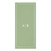 Elegante initialen salie groene bruiloft menukaart reclamekaart (Achterkant)