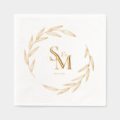 Elegante Initialen van Koppels met Datum Goud Folie Servetten (Voorkant)