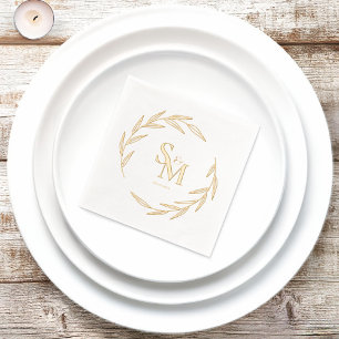 Elegante Initialen van Koppels met Datum Goud Folie Servetten