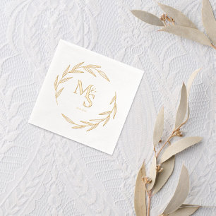 Elegante Initialen van Koppels met Datum Goud Folie Servetten