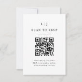 Elegante Initialen Zwart-wit bruiloft QR-code RSVP Kaartje (Voorkant)
