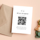 Elegante Initialen Zwart-wit bruiloft QR-code RSVP Kaartje