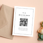 Elegante Initialen Zwart-wit bruiloft QR-code RSVP Kaartje