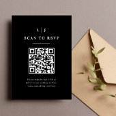 Elegante Initialen Zwart-wit bruiloft QR-code RSVP Kaartje