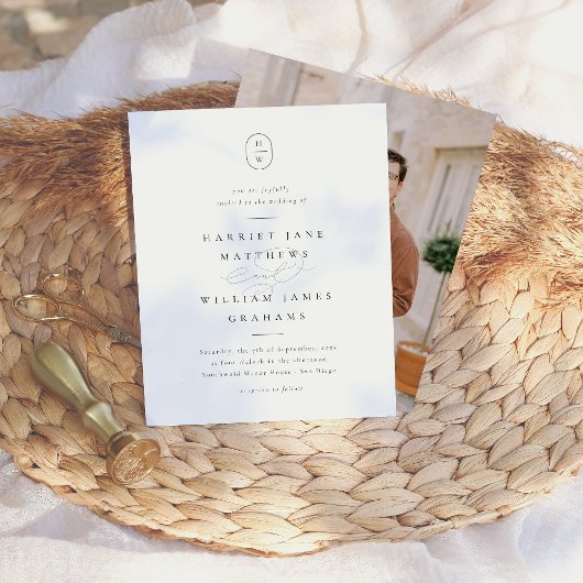 Elegante Initialen Zwart Wit Budget Fotobruiloft