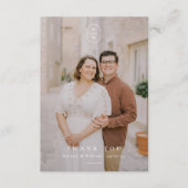Elegante Initialen Zwart & Wit Foto Bruiloft Bedankkaart (Voorkant)