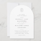 Elegante Initialen Zwart & Wit Fotoboog bruiloft Kaart (Voorkant)