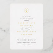 Elegante Initialen Zwart & Wit Fotobruiloft Folie Uitnodiging (Voorkant)