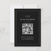 Elegante Initialen Zwart-Wit Trouw QR-code RSVP Kaartje (Voorkant)