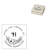 Elegante initiële bloemrijke aangepaste bibliothee rubberstempel (Gestempeld)