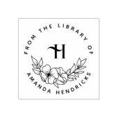 Elegante initiële bloemrijke aangepaste bibliothee rubberstempel (Afrduk)