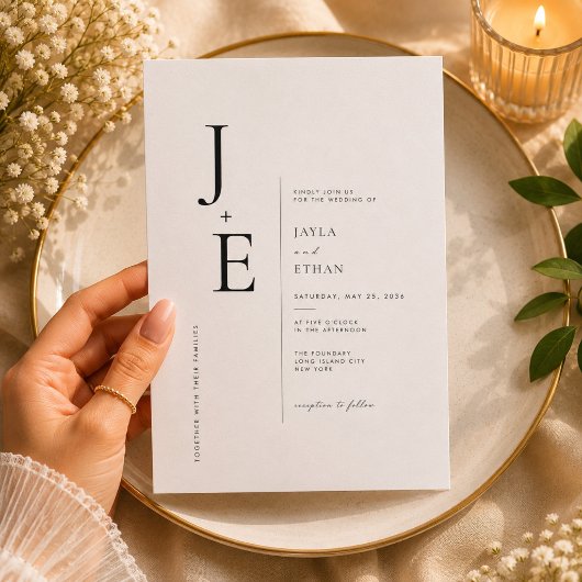 Elegante initiële monogram bruiloft kaart