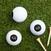 Elegante initiële naam sjabloon monogram zwart wit golfballen (Insitu Gras)