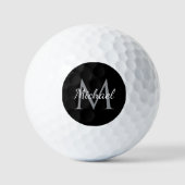 Elegante initiële naam sjabloon monogram zwart wit golfballen (Voorkant)