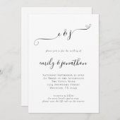 Elegante initiële QR-code voor bruiloften in schri Kaart (Voorkant / Achterkant)