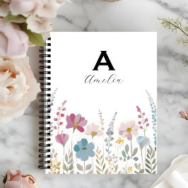 Elegante Initiële Stijlvolle Bloemige Notitieboek