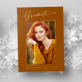 Elegante inkt script foto grad roest oranje kaart