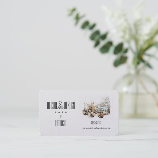 Elegante inrichting en ontwerp / interieurontwerp visitekaartje (Staand voorkant)