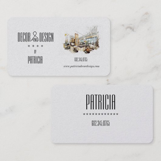 Elegante inrichting en ontwerp / interieurontwerp visitekaartje (Voorkant / Achterkant)