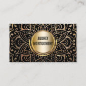Elegante Instructeur | Mandala Gouden Zwarte Boho Visitekaartje (Voorkant)