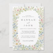 Elegante invitación a la boda de flores silvestres kaart (Voorkant)