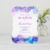 Elegante Invitación de 30º Cumpleaños con Acuarela Kaart (Staand voorkant)
