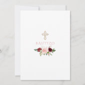 Elegante Invitacion De Bautizo Con Flores Spaans Kaart (Achterkant)