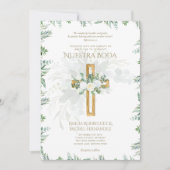 Elegante Invitación de Boda Católica Bilingüe Inv Kaart (Voorkant)