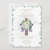 Elegante Invitación de Boda Católica Bilingüe Inv Kaart (Voorkant)