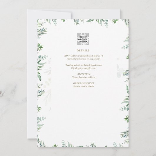 Elegante Invitación de Boda Católica Bilingüe Inv Kaart (Achterkant)
